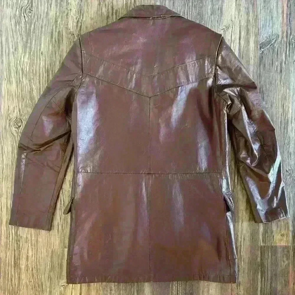 Vintage Sears The Leather Shop Brown Leather Jacket Mens Size 42 X-Tall Zip Out - Picture 2 of 14
